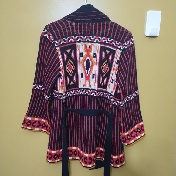 VTG 70s Sabra by Wintuk Orlon Acrylic Belted Tribal Cardigan S/M Boho Aztec - Picture 5 of 5